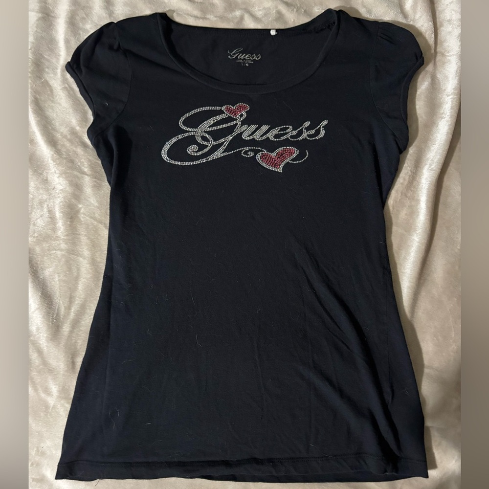 Y2K Guess Tee with Rhinestone Detailing